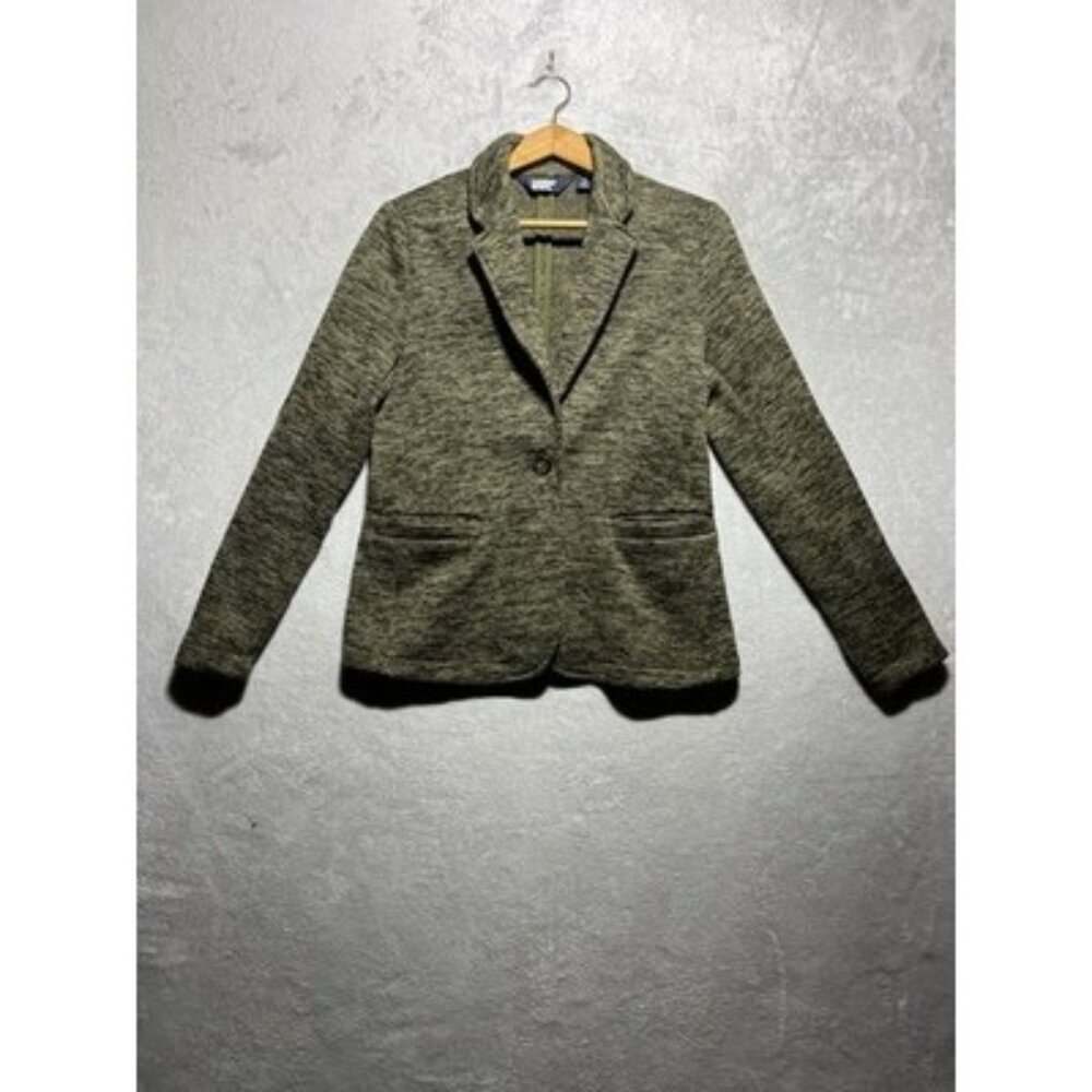 Lands' End Women's S (6-8)‎ Olive Green Heather Knit One-Button Sweater Blazer